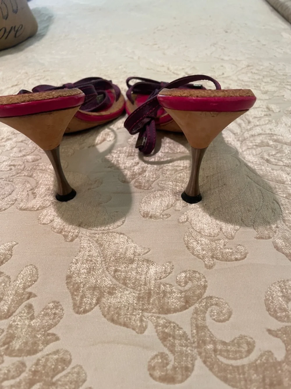CHANEL Fuchsia and Purple Bow Strap Sandals